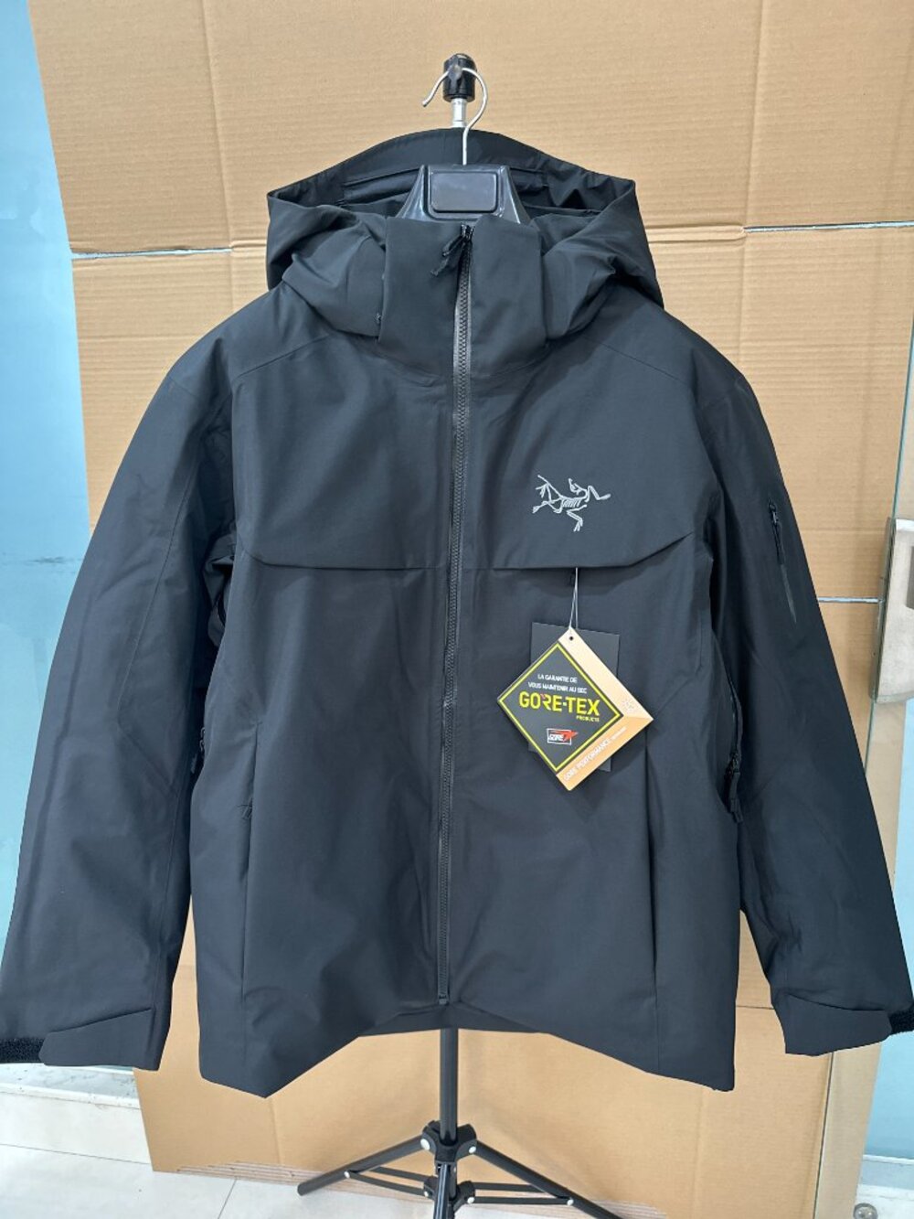 Men's Goose Down Arcteryx Logo Waterproof Warm Hooded Ski Puffer Jacket